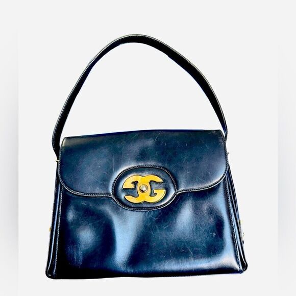 Gucci vintage gg gold logo shoulder and hand bag, strap is convertible - Picture 3 of 16